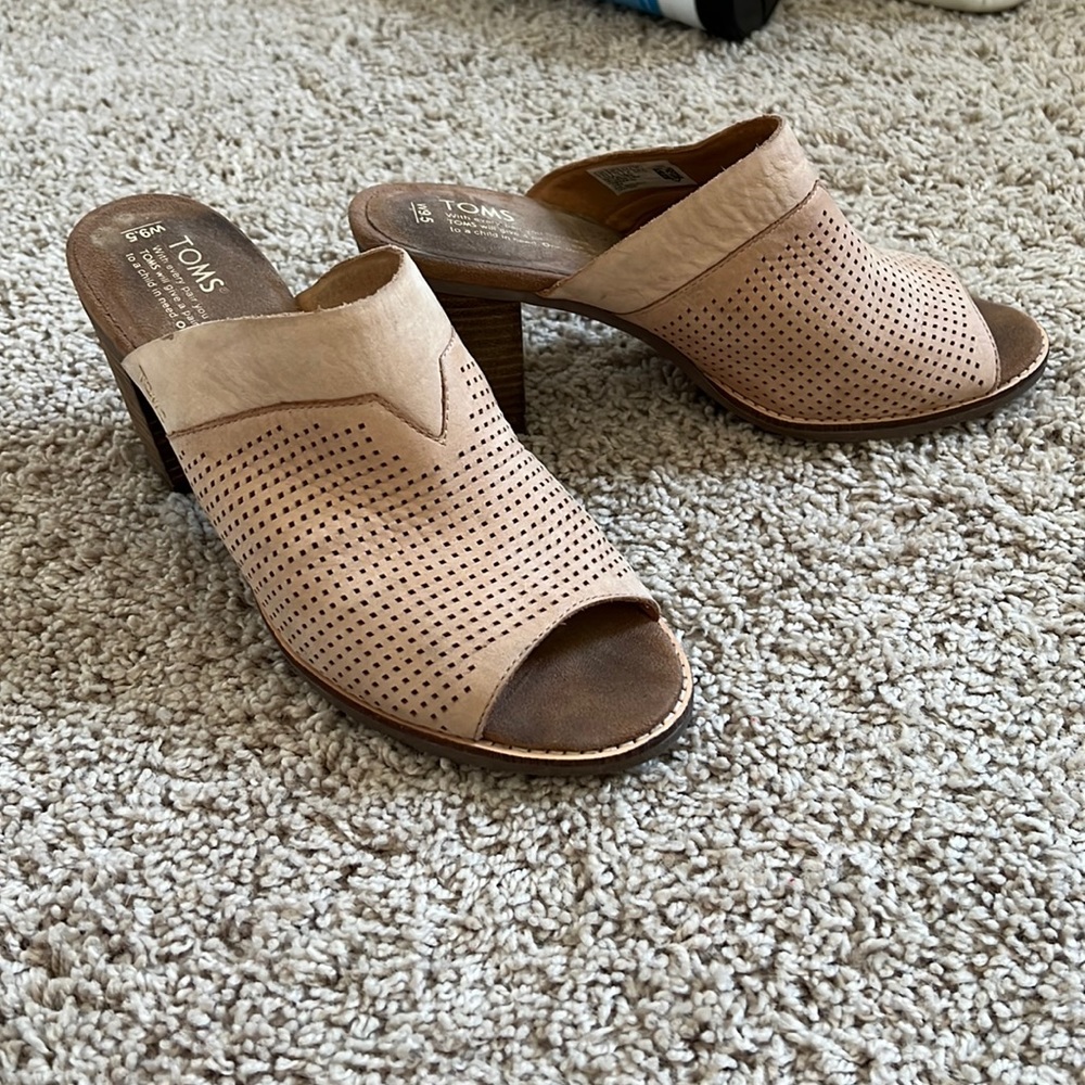 Tan mules by Toms